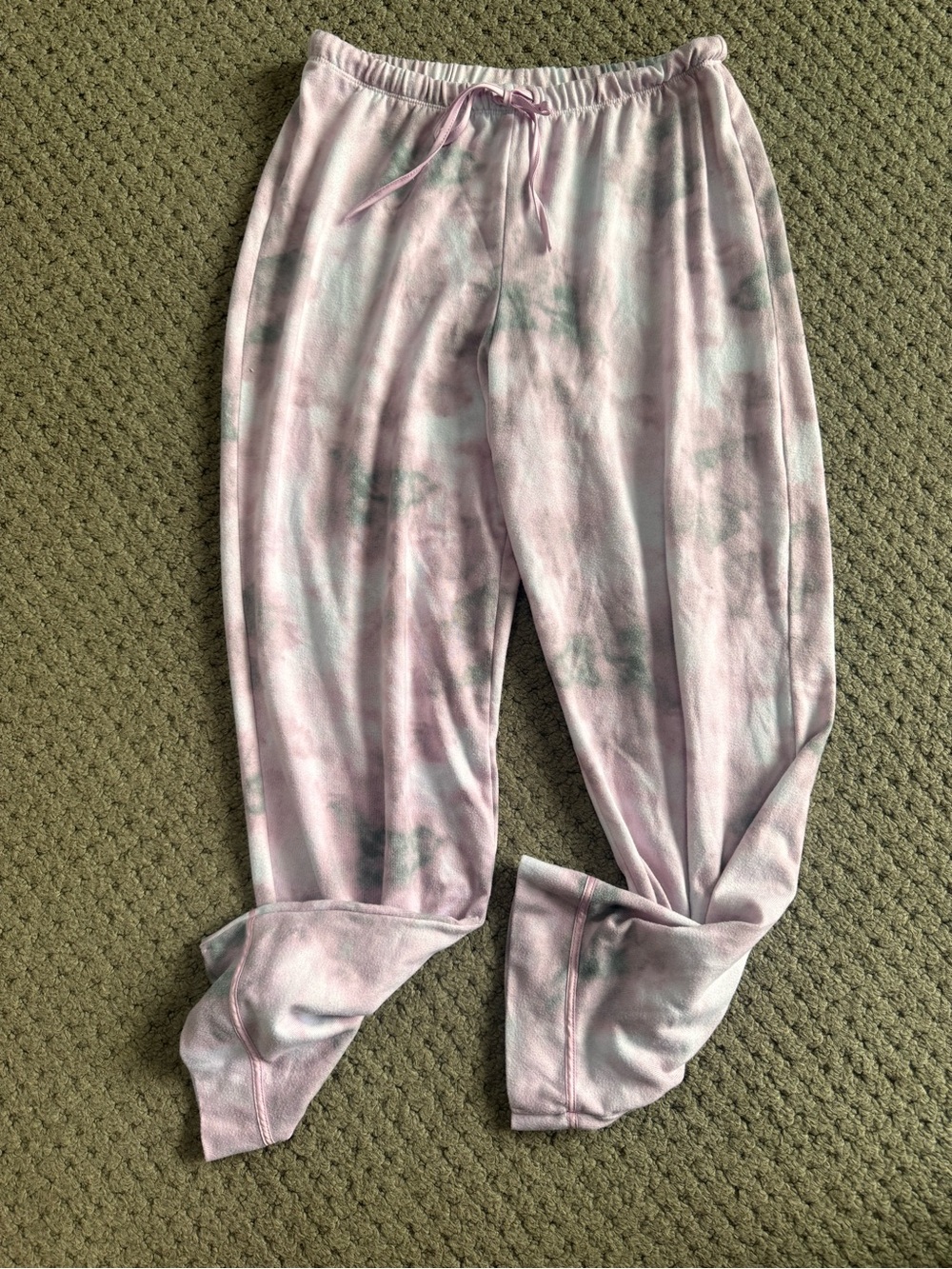 Pink and Gray Tie-Dye Fleece Pajama Bottoms